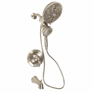 Model 82611SRN – Single-Handle 6-Function Tub Shower Faucet with Magnetic Docking Rainshower (Valve Included) in Smudge-Resistant Brushed Nickel Finish (National Retailer Brand) – Open Box (Never Used)