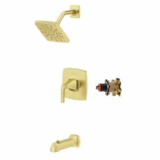 Model 8P8-WS2-BIESBG – 1-Handle 1-Spray Tub and Shower Faucet 1.8 GPM (Valve Included) – Soft Gold Finish (National Retailer Brand) – Open Box (Never Used)