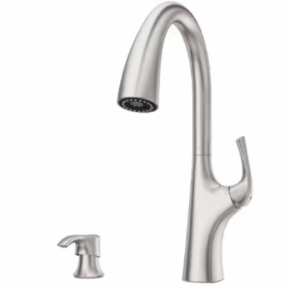 Model F-529-7LRRGS – Single-Handle Pull-Down Sprayer Kitchen Faucet with Soap Dispenser in Smudge-Resistant Stainless Finish (National Retailer Brand) – Open Box (Never Used)