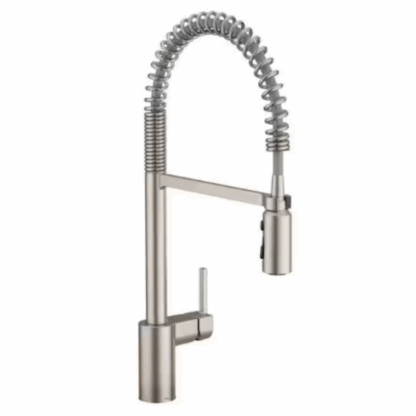 Model 5923SRS  – Spring Pull Down Sprayer Kitchen Faucet with 360 Degree Spout Swivel in Stainless Finish (National Retailer Brand) – Open Box (Never Used)