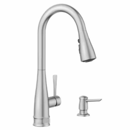 Model 87205SRS – Single-Handle Pull-Down Sprayer Kitchen Faucet in Stainless Finish (National Retailer Brand) – Open Box (Never Used)