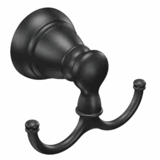 Model Y2603BL – Heritage-Style Round Wall-Mount Double Robe Hook in Matte Black Finish (National Retailer Brand) – Open Box (Never Used)