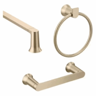 Model BH3633BZG – 3-Piece Bath Hardware Set with 24 in. Towel Bar, Paper Holder and Towel Ring in Bronzed Gold (National Retailer Brand) – Open Box (Never Used)