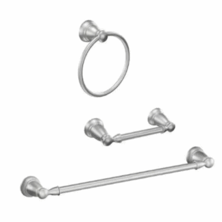 Model Y2633BN – 3-Piece Bath Hardware Set with 24 in. Towel Bar, Toilet Paper Holder, and Towel Ring in Brushed Nickel (National Retailer Brand) – Open Box (Never Used)