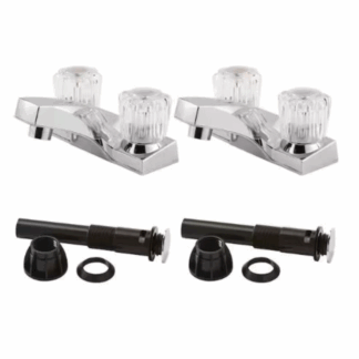 Model LF143-8002 – Centerset Double Handle Bathroom Faucet Combo Kit with Acrylic Knobs – Polished Chrome (National Retailer Brand) – Open Box (Never Used)