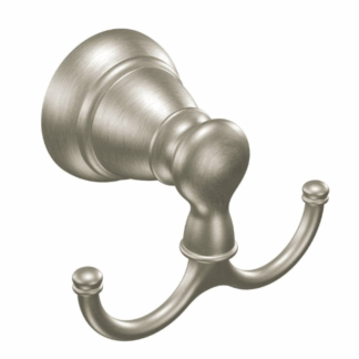 Model Y2603BN  – Double Robe Hook – Finger Print Resistant Brushed Nickel Finish – (National Retailer Brand) – Open Box (Never Used)