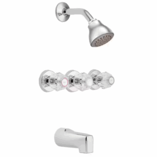 Model 2995EP – 3‑Handle 1‑Spray Tub and Shower Faucet with Valve – Chrome Finish – (National Retailer Brand) – Open Box (Never Used)