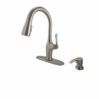 Model F-529-7WRYGS –  Single Handle Pulldown Kitchen Faucet with Soap Dispenser – Stainless Steel Finish (National Retailer Brand)– Open Box (Never Used