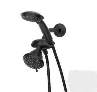 Model 218C0BL – 8-Spray 4 in. Dual Wall Mount Fixed and Handheld Shower Head – 1.75 GPM, Matte Black Finish (National Retailer Brand) – Open Box (Never Used)