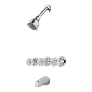 Model 801-WS-2BDCC – Triple Handle 3-Spray Tub and Shower Faucet 1.8 GPM with Valve – Polished Chrome Finish (National Retailer Brand) – Open Box (Never Used)