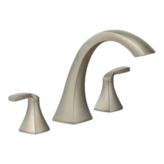 Model T693BN – 2-Handle Deck-Mount High-Arc Roman Tub Faucet Trim Kit in Brushed Nickel (Valve Not Included) (National Retailer Brand) – Open Box (Never Used)