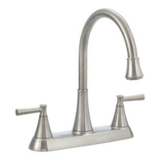 Model F-036-4CRS – High-Arc 2-Handle Standard Kitchen Faucet with Side Sprayer in Stainless Steel (National Retailer Brand) – Open Box (Never Used)