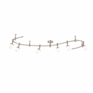 Model 21904-000 –  Flex Track 8 ft. Brushed Nickel Integrated LED Ceiling Mounted Track Lighting Kit – Round Back Head (National Retailer Brand) – Open Box (Never Used)