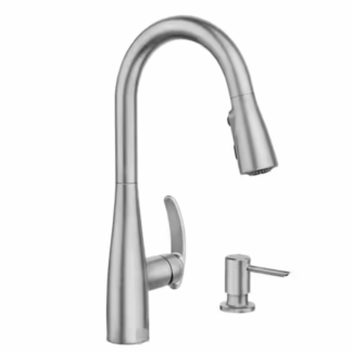 Model 87932SRS – Stainless 15.67 in. H Pull Down Sprayer Kitchen Faucet – 360° Spout Swivel (National Retailer Brand) – Open Box (Never Used)