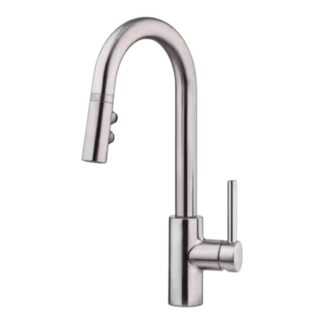 Model LG572-SAS – Modern Single-Handle Bar Faucet with Pull-Down Sprayer in Stainless Steel – (National Retailer Brand) – Open Box (Never Used)