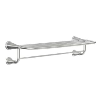 Model Y2694BN – Classic 10-1/4 in. L x 4 in. H x 24 in. W Zinc Hotel-Style Bathroom Shelf in Brushed Nickel – (National Retailer Brand) – Open Box (Never Used)