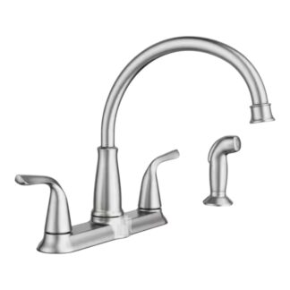 Model 87102SRS – 2-Handle Standard Kitchen Faucet with Side Sprayer in Stainless – (National Retailer Brand) – Open Box (Never Used)