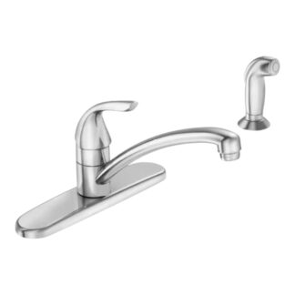 Model 87202 – Single-Handle Low Arc Kitchen Faucet in Chrome with Side Sprayer and Easy Install – (National Retailer Brand) – Open Box (Never Used)