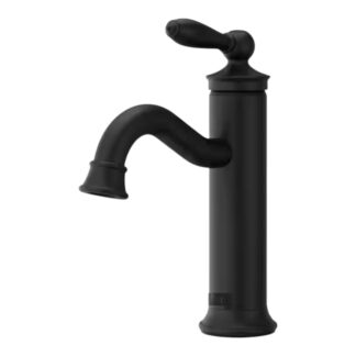 Model LF-042-COBB –  Single Handle Single Hole Bathroom Faucet with Deckplate included in Matte Black – (National Retailer Brand) – Open Box (Never Used)
