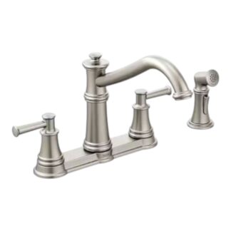 Model 7255SRS  – 2-Handle Standard Kitchen Faucet with Side Spray in Stainless Steel (National Retailer Brand) – Open Box (Never Used)