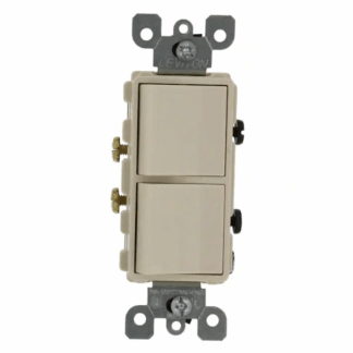 Leviton 5627-T 20 Amp Decora Commercial Grade Combination Two Single Pole Rocker Switches, Light Almond