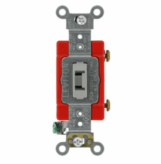 Leviton 1221-2GL 20 Amp Industrial Grade Heavy Duty Single Pole Locking Toggle Switch, Gray