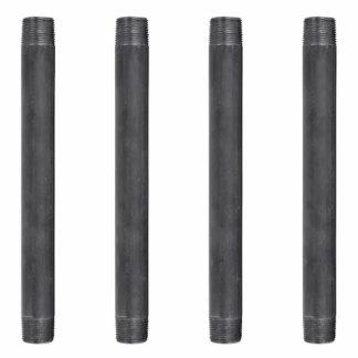 Pipe Decor 362-PD34X10-4 3 4 in x 10 in Black Industrial Steel Grey Plumbing Nipple 4 Pack