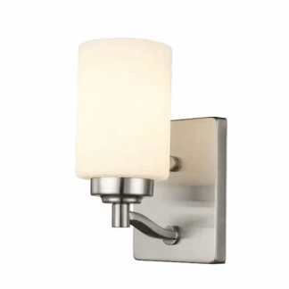 Bel Air Lighting 70521 BN Mod Pod 4.5 in. 1-Light Brushed Nickel Wall Sconce Light Fixture with Frosted Glass Cylinder Shade
