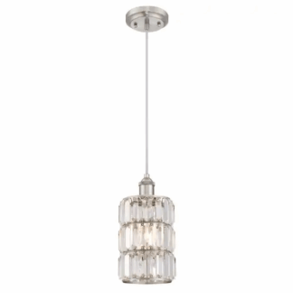 Westinghouse 6338900 Sophie 1 Light Brushed Nickel Mini Pendant with Crystal Prism Shade