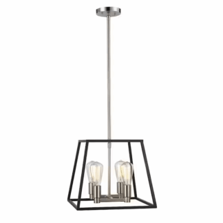 Bel Air Lighting 10464 BK/BN Adams 4-Light Black and Brushed Nickel Hanging Kitchen Pendant Light with Metal Shade