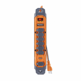 RIDGID RG608UC 8 ft. Cord 6-Outlet, 2.4 Amp USB-A, 15-Watt USB-C, 2100J Surge Protector