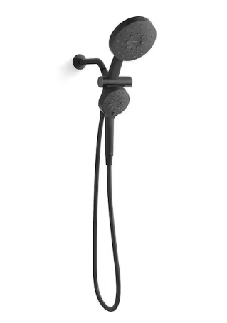 KOHLER REC26699-G-BL Viron 4-Spray 6 in. Dual Wall Mount Fixed and Handheld Shower Heads 1.75 GPM in Matte Black