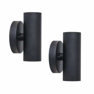 Lutec 5510808012 2-Light Black LED Outdoor Wall Sconce Lantern With Up/Down Light 2-Pack