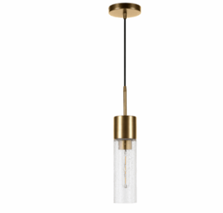 Meyer&Cross PD0583 Lance 1-Light Brass Pendant with Seeded Glass Shade
