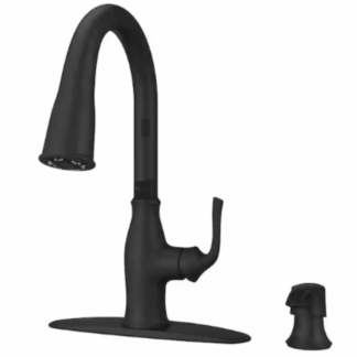 Model F-529-7RSSRB – Single Handle Pulldown Sprayer Kitchen Faucet with Deckplate Included – Matte Black Finish (National Retailer Brand) – Open Box (Never Used)