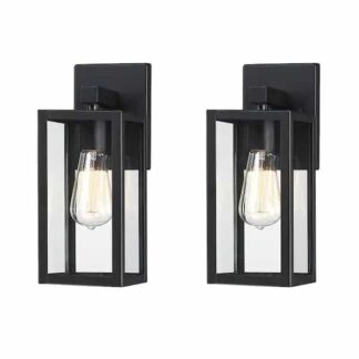 Hukoro F87702-BK Martin 1-Light Matte Black Outdoor Wall Lantern Sconces (2-Pack)