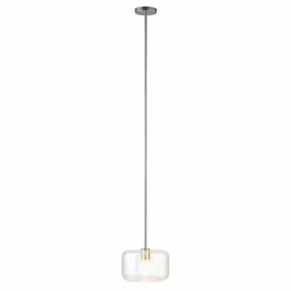 Meyer&Cross PD1611 Channing 1-Light Brushed Nickel Wide Pendant with Seeded Glass Shade