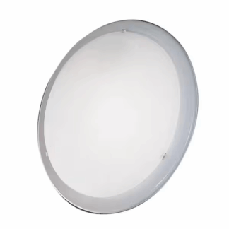 Eglo 82958A Planet 11 in. W x 4 in. H 1-Light White Semi-Flush Mount with Polished White Glass Shade