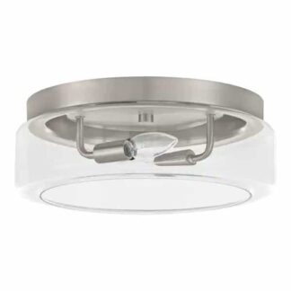 Home Decorators Collection 39086-HBO 13 in. 2-Light Brushed Nickel Flush Mount Light