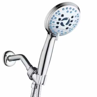 Interlink Products Intl Inc. 1639 8-Spray Patterns 1.8 GPM 4.5 in. Wall Mounted Dual Shower Head and Adjustable Pressure Hand Shower in Silver