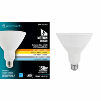 EcoSmart G117P38MO5DUO 150-Watt Equivalent PAR38 Dimmable CEC Flood LED Motion Sense Light Bulb with Selectable Color Temperature (1-Pack)