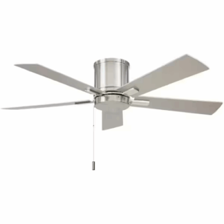 Hampton Bay RD5114B-BN Grantway 48 in. Indoor/Covered Outdoor Brushed Nickel Low Profile Ceiling Fan Without Light with Pull Chain Included