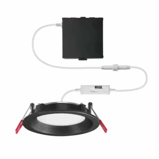 Commercial Electric 91974 4 in. Matte Black Slim Baffle Selectable New Construction and Remodel Color Canless Recessed Integrated LED Kit