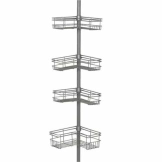 Glacier Bay 2130NNHD "L" Style Tension Corner Pole Caddy in Satin Nickel with 4 Shelves