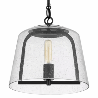 Home Decorators Collection HB3697-05 Desmond 60-Watt 1-Light Black Pendant with Smoke Seedy Glass Shade