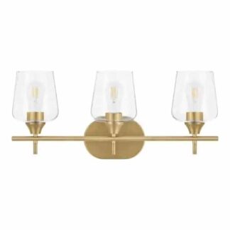Hampton Bay GS-W070807BS Pavlen 24 in. 3-Lights Antique Brass Vanity Light with Clear Glass Shades