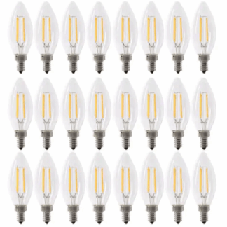 Feit Electric BPCTC40930CAFIL/4/6 40-Watt Equivalent B10 E12 Candelabra Dimmable CEC Clear Glass Chandelier LED Light Bulb in Bright White 3000K (24-Pack)