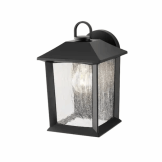 Hampton Bay 5284002012 Ashton 1-Light Black Outdoor Wall Lantern Sconce Light with Seeded Glass