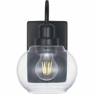 Home Decorators Collection 1018HDCMBDI Halyn 1-Light Matte Black Indoor Wall Sconce with Clear Glass Shade