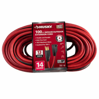 Husky 63100HY 100 ft. 14/3 Medium Duty Indoor/Outdoor Extension Cord, Red/Black